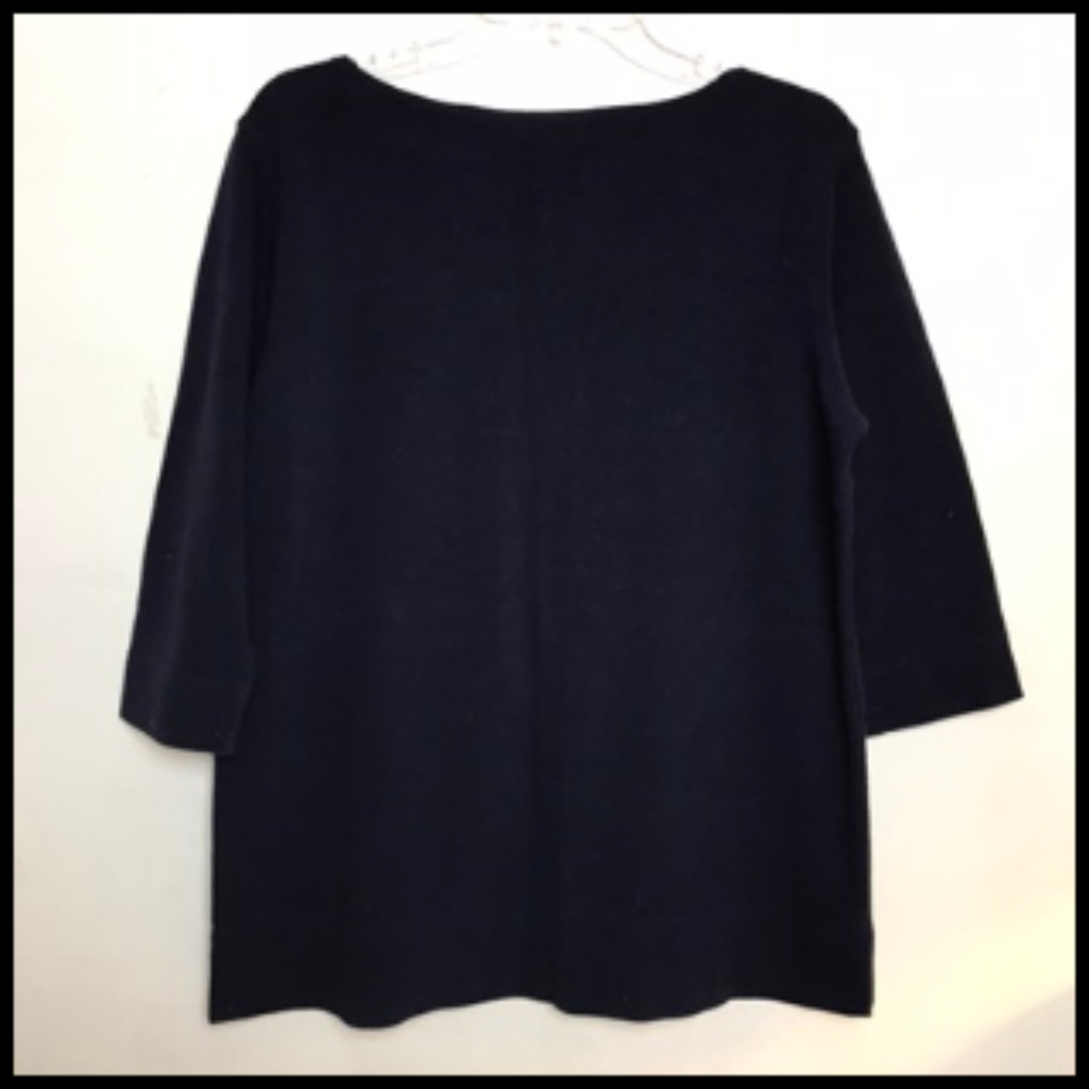 Black 3/4 Sleeve Close Knit Sweater Top Size M - Picture 2 of 5
